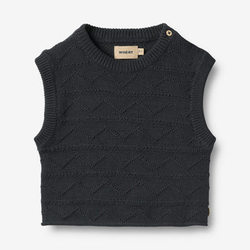Wheat Main Strik Vest Bobby Knitted Tops 1432 navy