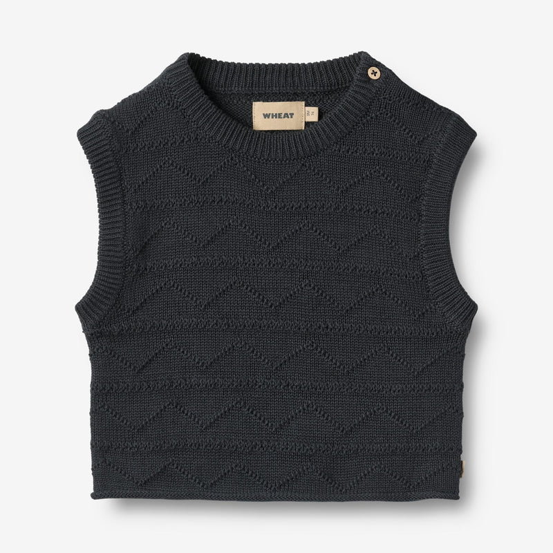 Strik Vest Bobby - navy – Wheat.dk