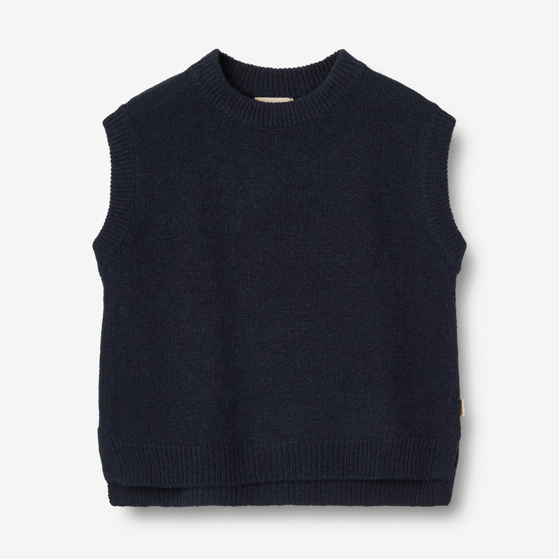 Wheat Main Strik Vest Cuba Knitted Tops 1432 navy