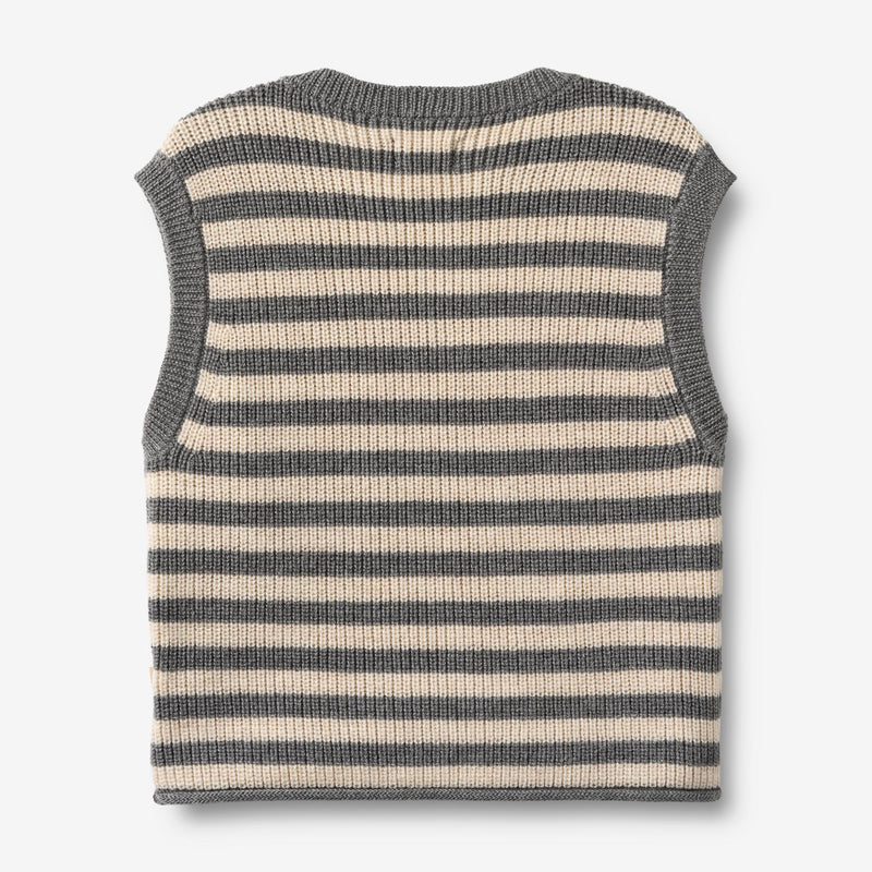 Wheat Main Strik Vest Ruby Knitted Tops 0175 grey stripe