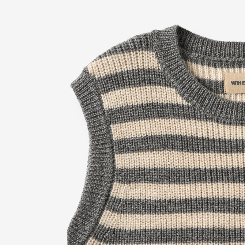Wheat Main Strik Vest Ruby Knitted Tops 0175 grey stripe