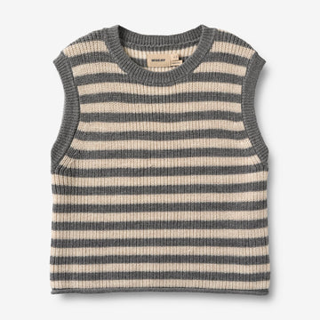 Wheat Main Strik Vest Ruby Knitted Tops 0175 grey stripe