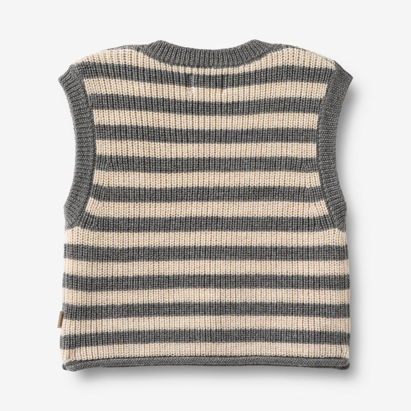 Wheat Main Strik Vest Ruby Knitted Tops 0175 grey stripe
