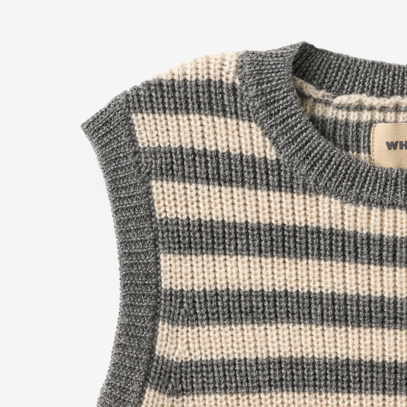 Wheat Main Strik Vest Ruby Knitted Tops 0175 grey stripe