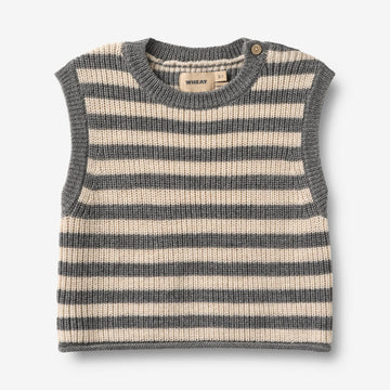 Wheat Main Strik Vest Ruby Knitted Tops 0175 grey stripe