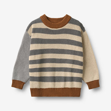 Wheat Main Strikket Sweater Rasmus Pullover 9596 flint stripe