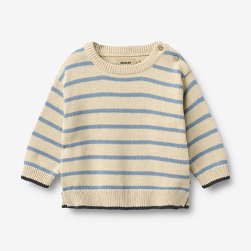 Wheat Main Strikpullover Morgan Pullover 9642 faded denim stripe