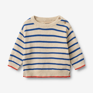 Wheat Main Strikpullover Morgan Pullover 9667 true blue stripe