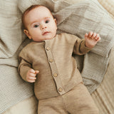 Wheat Main Sttrik Cardigan Nico Knitted Tops 9574 warm sand melange