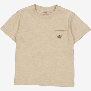 Wheat Main  T-Shirt Broderet Bi Jersey Tops and T-Shirts 9109 buttermilk melange