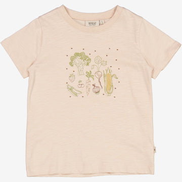 Wheat Main T-Shirt Broderet Grøntsager Jersey Tops and T-Shirts 2032 rose dust