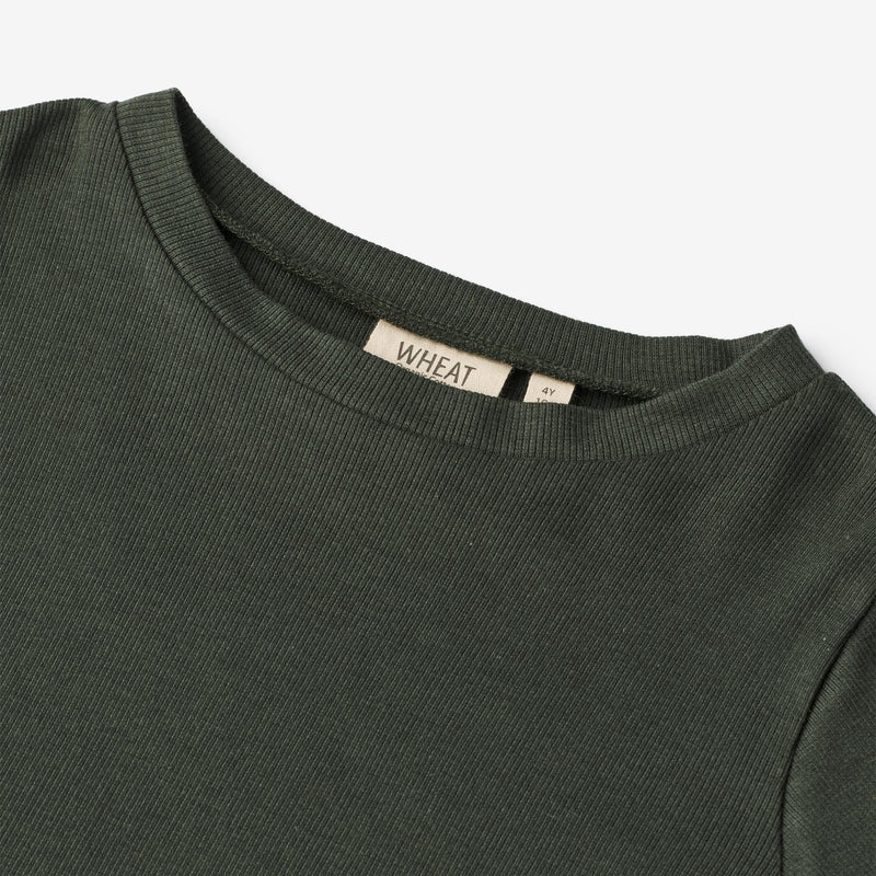 Wheat Main  Langærmet Rib T-shirt Else Jersey Tops and T-Shirts 0025 black coal