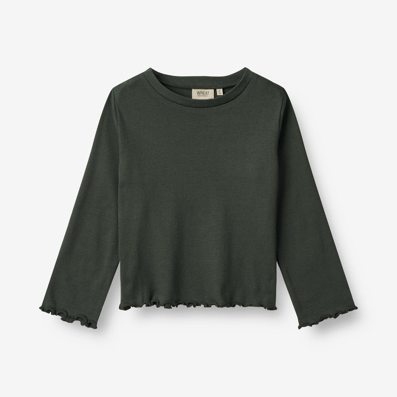 Wheat Main  Langærmet Rib T-shirt Else Jersey Tops and T-Shirts 0025 black coal