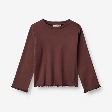 Wheat Main  Langærmet Rib T-shirt Else Jersey Tops and T-Shirts 2118 aubergine