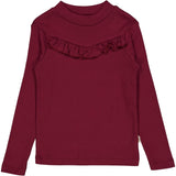 Wheat Main T-Shirt Flæse Rib Jersey Tops and T-Shirts 2390 red plum