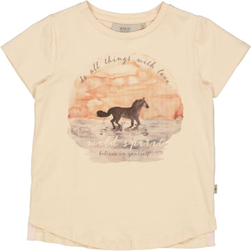 Wheat Main T-Shirt Hest i Solnedgang Jersey Tops and T-Shirts 1012 alabaster