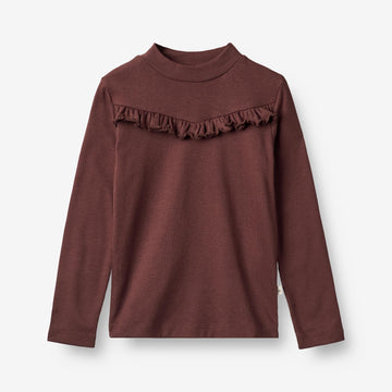 Wheat Main  Langærmet Rib T-Shirt Rosetta Jersey Tops and T-Shirts 2118 aubergine