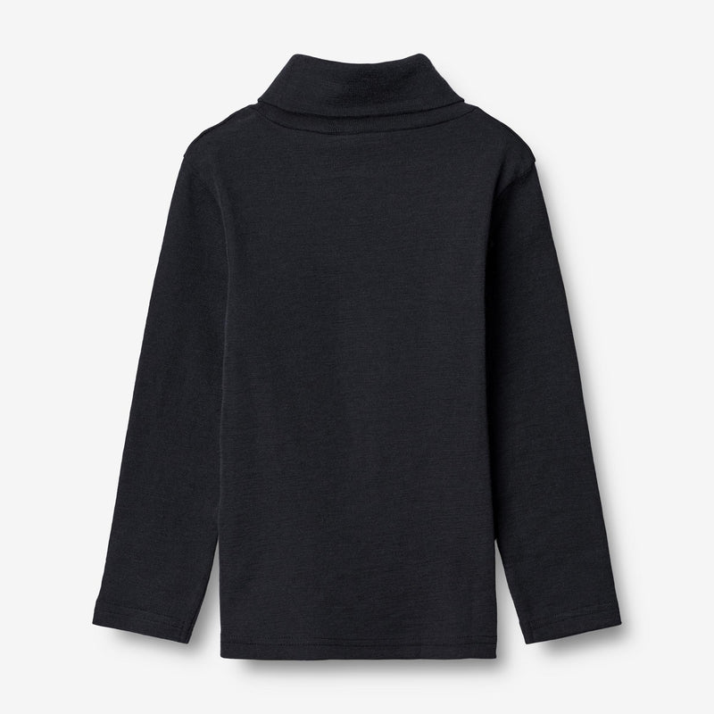 Wheat Wool Langærmet Uld Rullekrave Jersey Tops and T-Shirts 1432 navy