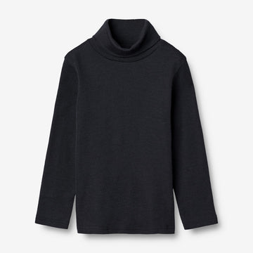 Wheat Wool  Langærmet Uld Rullekrave Jersey Tops and T-Shirts 1432 navy