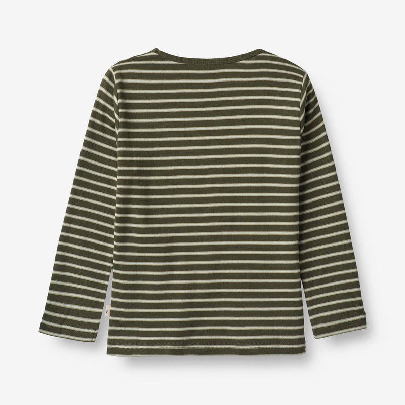 Wheat Main  Langærmet T-shirt Stig Jersey Tops and T-Shirts 4076 dark green stripe