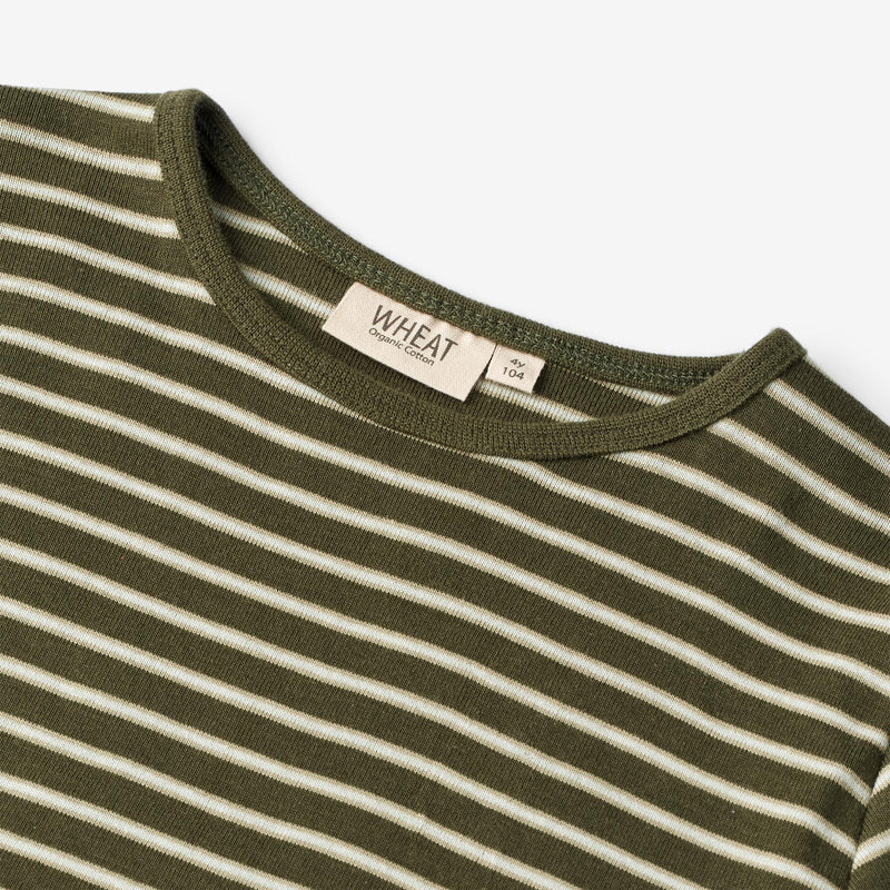 Wheat Main  Langærmet T-shirt Stig Jersey Tops and T-Shirts 4076 dark green stripe