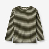 Wheat Main  Langærmet T-shirt Stig Jersey Tops and T-Shirts 4076 dark green stripe