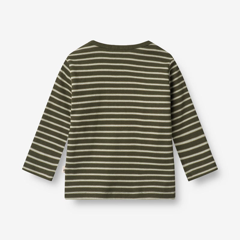 Wheat Main  Langærmet T-shirt Stig | Baby Jersey Tops and T-Shirts 4076 dark green stripe