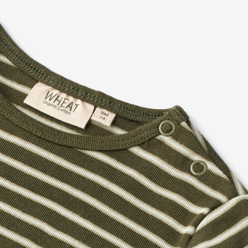 Wheat Main  Langærmet T-shirt Stig | Baby Jersey Tops and T-Shirts 4076 dark green stripe