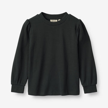 Wheat Main  Langærmet Rib T-shirt Vela Jersey Tops and T-Shirts 1432 navy