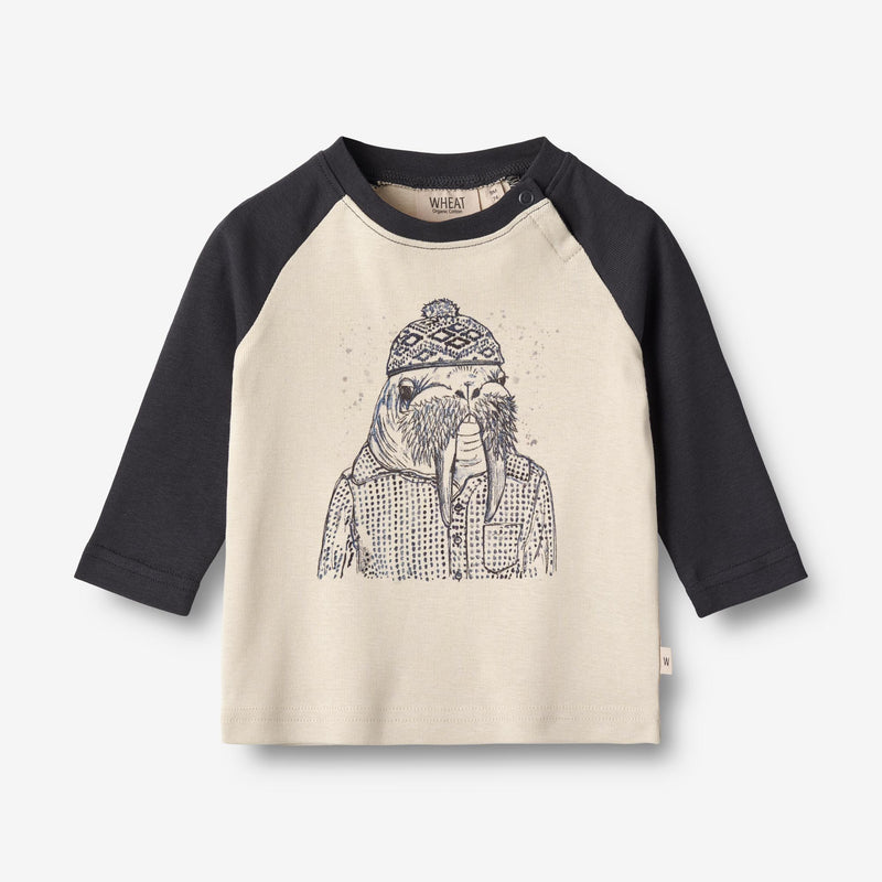 Wheat Main  Langærmet T-shirt Hvalros | Baby Jersey Tops and T-Shirts 1432 navy