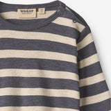 Wheat Main T-shirt L/S Milo T-Shirt 1309 greyblue stripe
