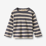 Wheat Main T-shirt L/S Milo T-Shirt 1309 greyblue stripe