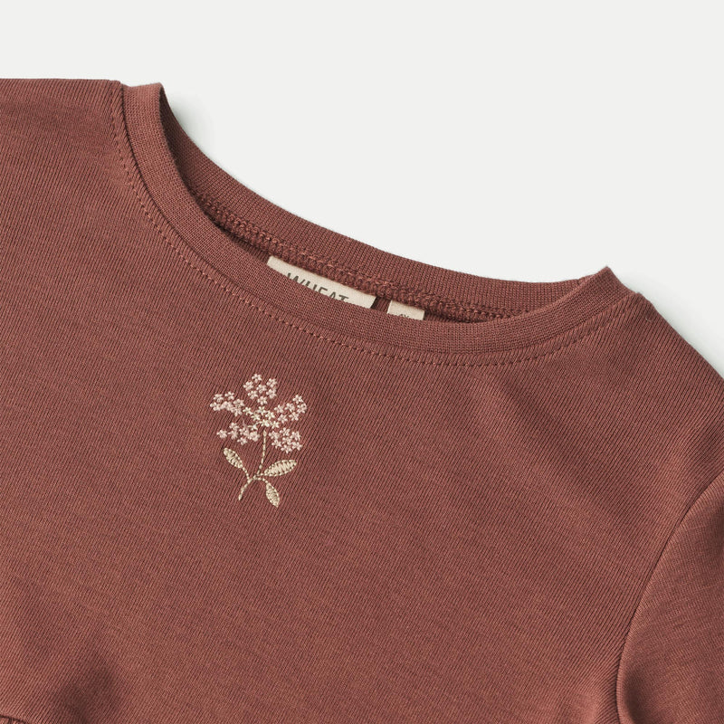 Wheat Main  Langærmet T-Shirt Marcia Broderi Jersey Tops and T-Shirts 2389 plum rose