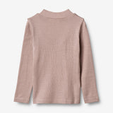 Wheat Wool Langærmet Uld T-shirt med Flæse Jersey Tops and T-Shirts 2086 dark powder 
