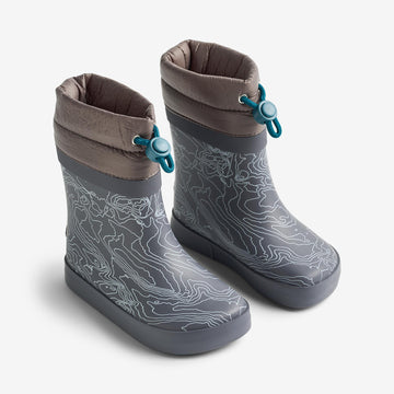Wheat Footwear Thermo Barefoot Rubber Boot Arden Rubber Boot 9872 dark reflective map