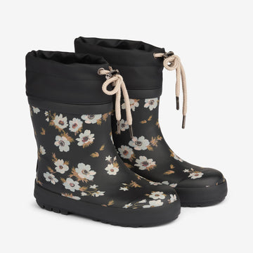 Wheat Footwear Printet Termo Gummistøvle Rubber Boots 0035 black flowers