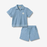 Wheat Main Todelt sæt med Kortærmet Polo og Shorts Set 1260 faded denim