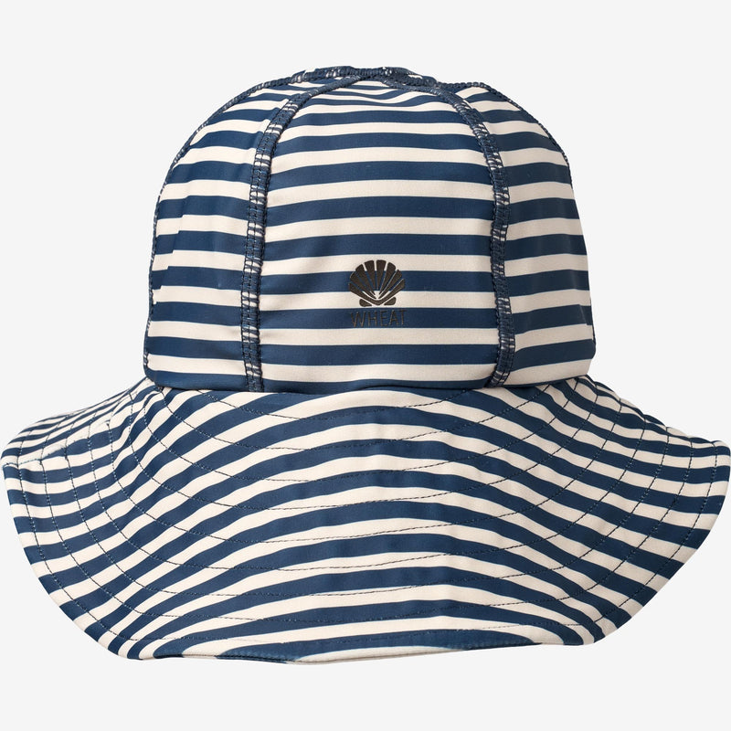 Wheat Main   UV Solhat m. Velcro Swimwear 1325 indigo stripe