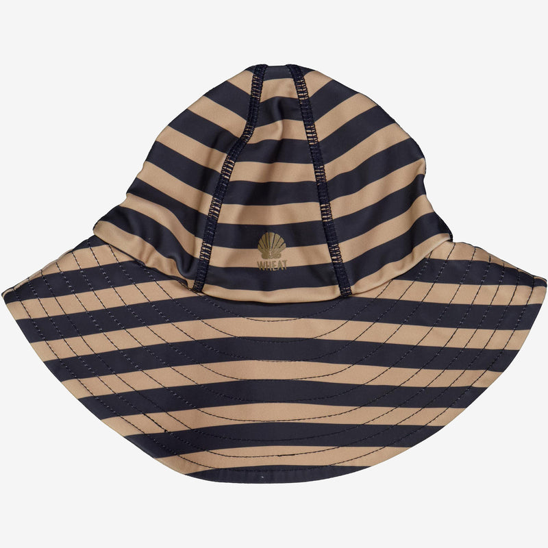 Wheat UV Solhat m. Velcro | Baby Swimwear 1073 ink stripe