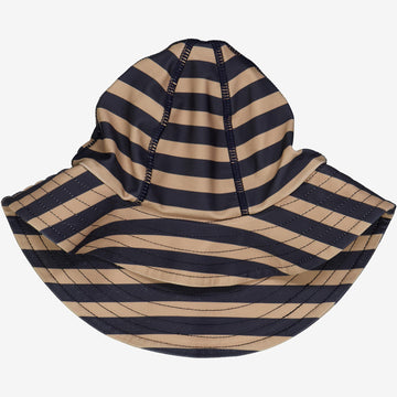 Wheat Main  UV Solhat m. Velcro | Baby Swimwear 1073 ink stripe