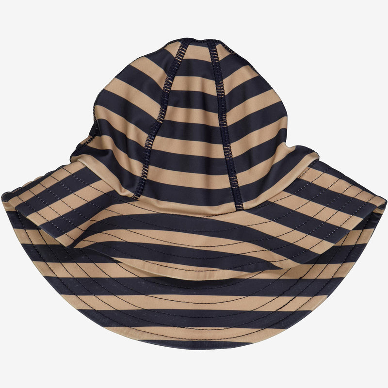 Wheat UV Solhat m. Velcro | Baby Swimwear 1073 ink stripe