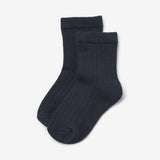 Wheat Main Uld Ribsokker Vilde Socks/Tights 1432 navy