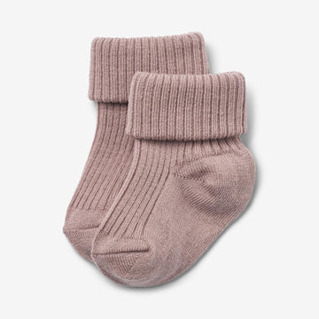 Wheat Main Uld Ribsokker Ziggy Socks/Tights 1135 dry rose