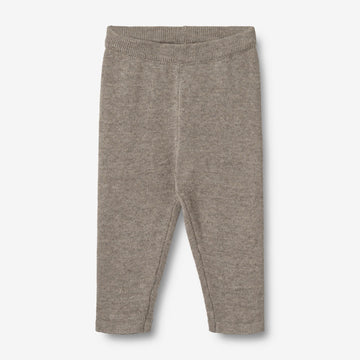 Wheat Main Uld Strikbukser Neel | Baby Trousers 3229 warm grey melange