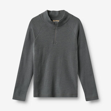 Wheat Outerwear Uldbluse med half zip Baselayer 9619 dark charcoal