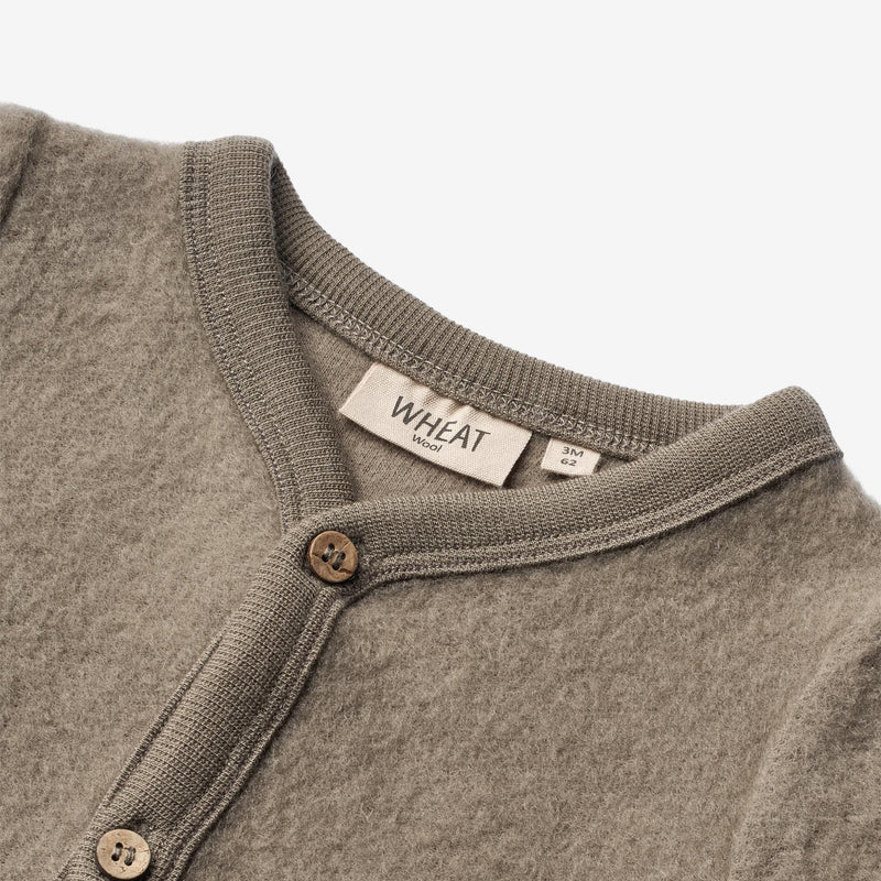 Wheat Wool  Uld Fleece Heldragt | Baby Jumpsuits 0099 grey stone