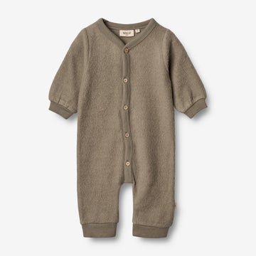 Wheat Wool  Uld Fleece Heldragt | Baby Jumpsuits 0099 grey stone