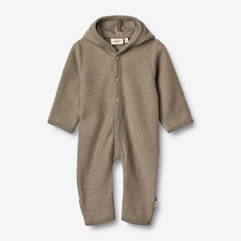 Wheat Wool Uld Fleece Heldragt Ata | Baby Jumpsuits 0099 grey stone