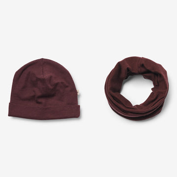 Wheat Wool  Sæt af 1 Uld Hue og 1 Halsedisse Arta Acc 2118 aubergine