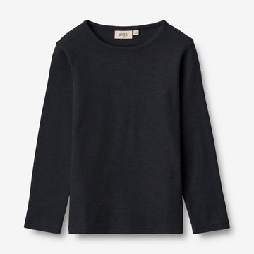 Wheat Wool  Langærmet Uld T-shirt Jersey Tops and T-Shirts 1432 navy